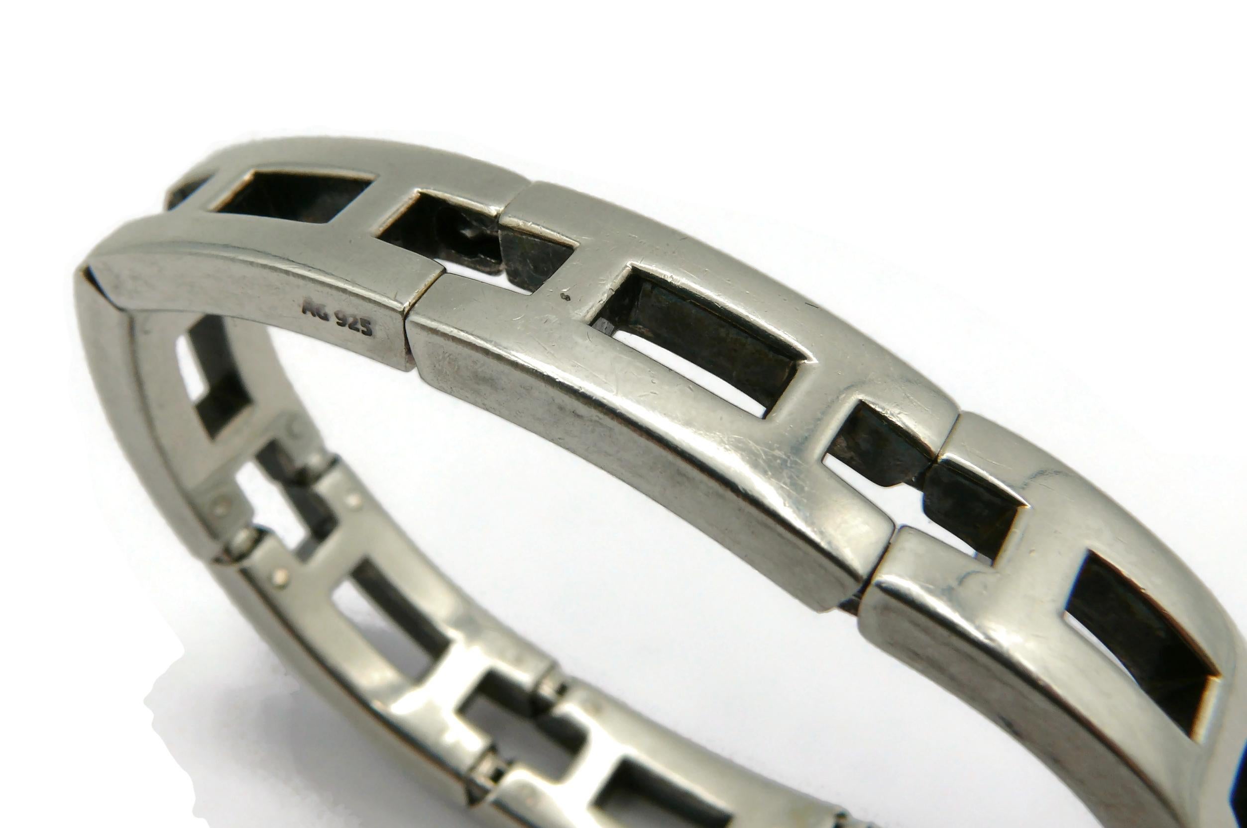 HERMES Vintage Rare Sterling Silver H Link Bracelet For Sale 12