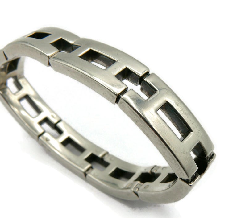 HERMES Vintage Rare Sterling Silver H Link Bracelet For Sale