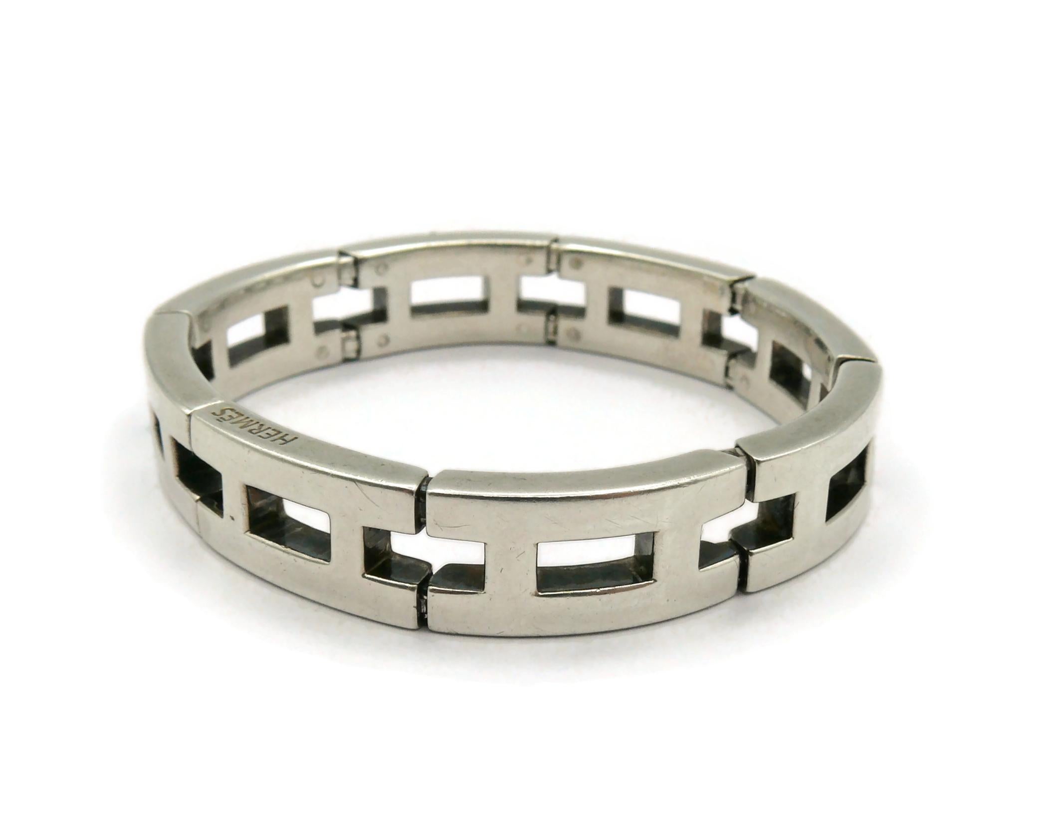 Women's or Men's HERMES Vintage Rare Sterling Silver H Link Bracelet For Sale