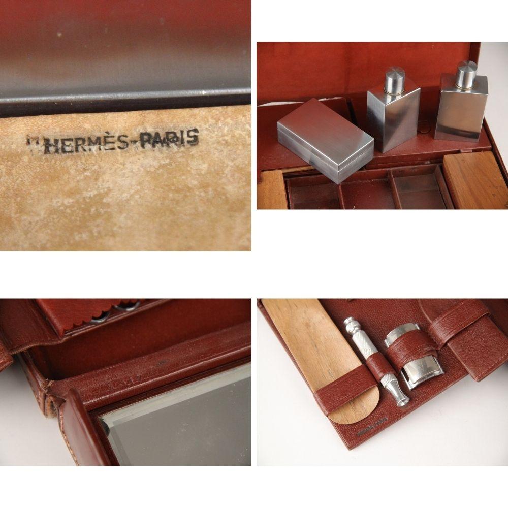 Hermes Vintage Rare Travel Grooming Set with Toiletry Accessories In Good Condition In Rome, Rome