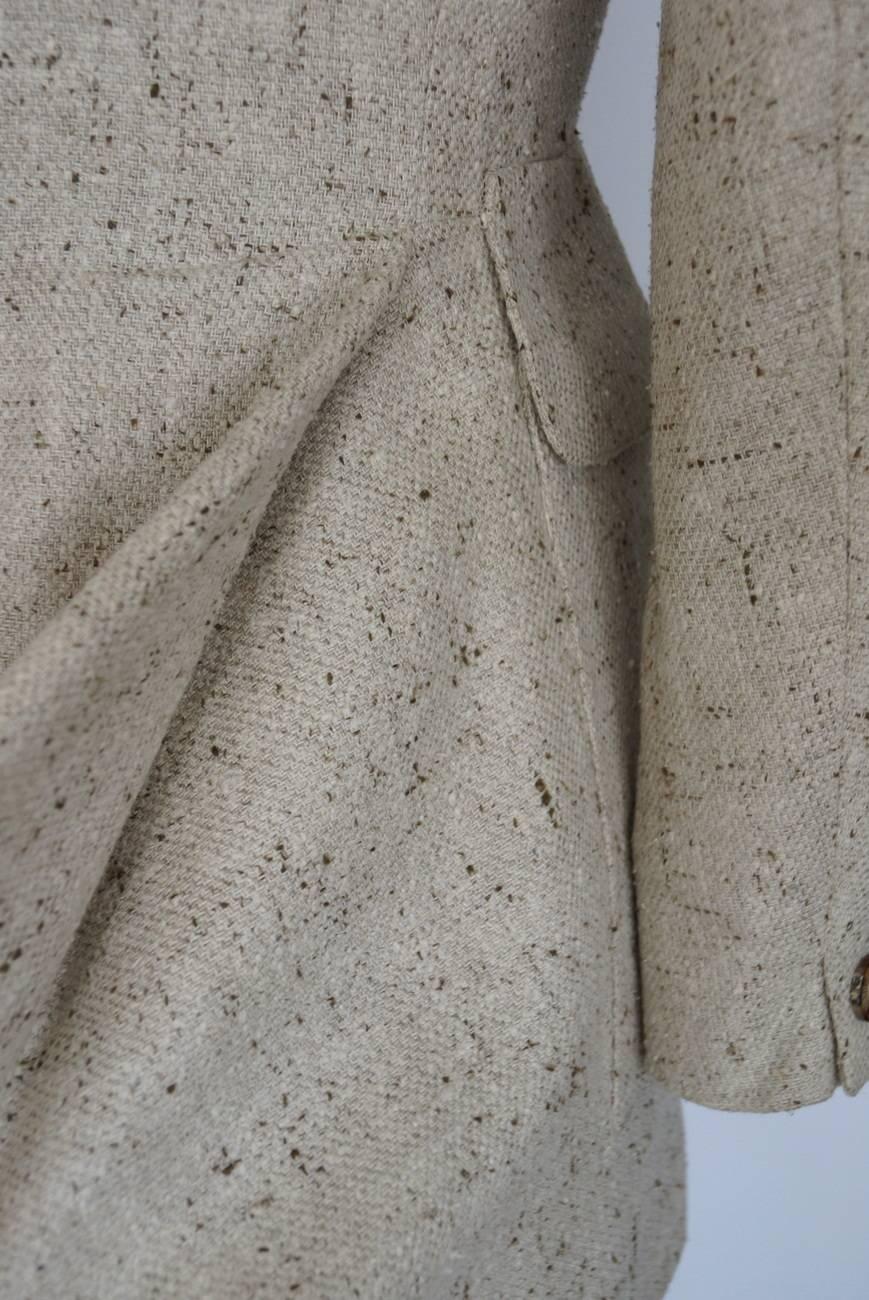 Hermes Vintage Raw Silk Superb Shaping Flecked Oatmeal 40 / 6 3