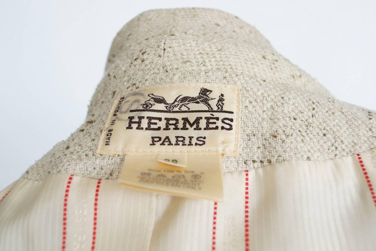 Hermes Vintage Raw Silk Superb Shaping Flecked Oatmeal 40 / 6 4