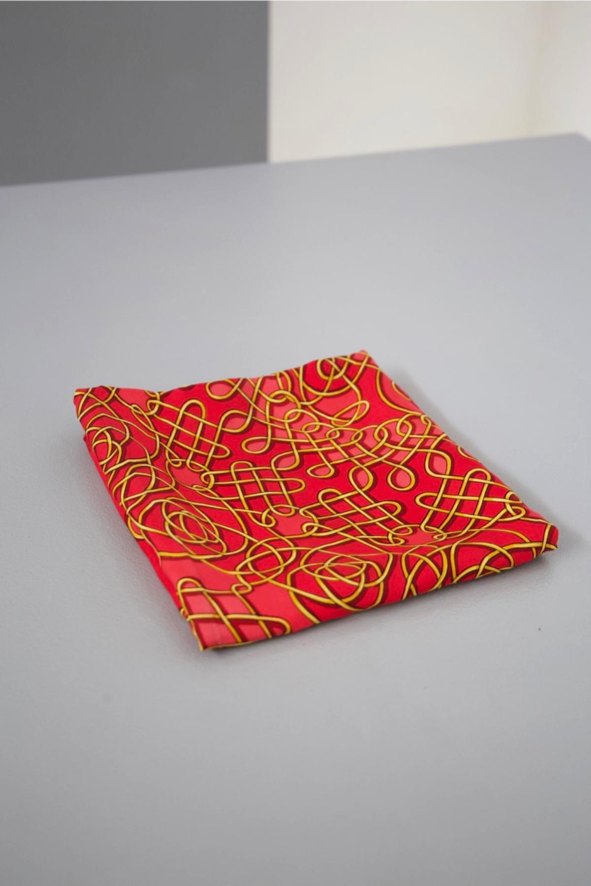 Hermès Vintage Red and Gold Silk Scarf 2