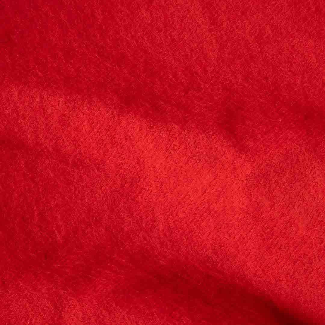 Women's Hermès Vintage Red Cashmere Leather Fringe Shawl