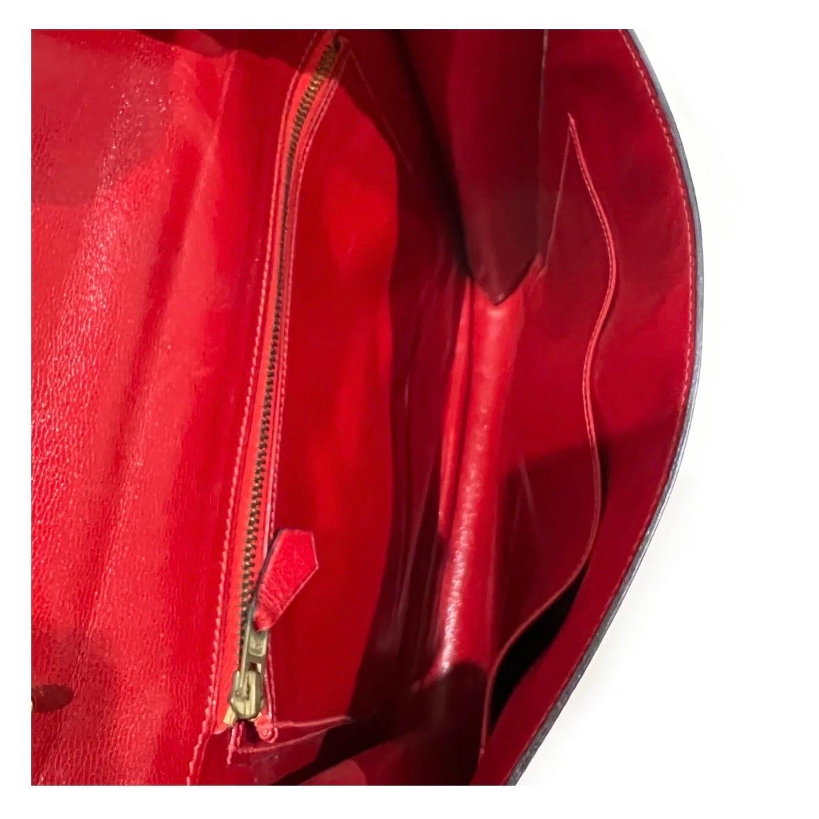 Hermes Vintage Red Leather Envelope Bag (1975) 4