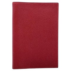Hermes Vintage Red Leather Globe Trotter Agenda Notebook Cover