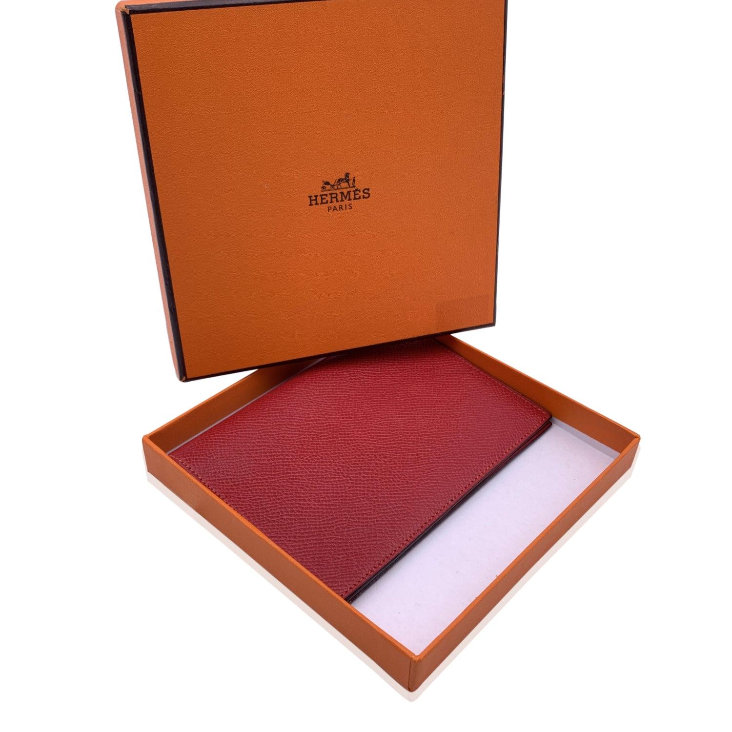 Hermes Vintage Red Leather Simple Agenda Notebook Cover 4