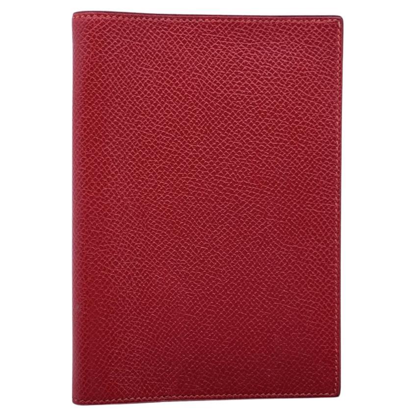 Hermes Vintage Red Leather Simple Agenda Notebook Cover For Sale