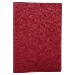 Hermes Used Red Leather Simple Agenda Notebook Cover