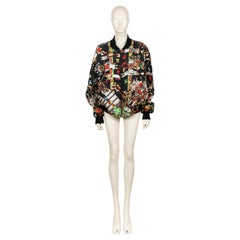 HERMÈS Vintage Reversible Quilted Bomber Jacket Kachinas Print by Kermit Oliver