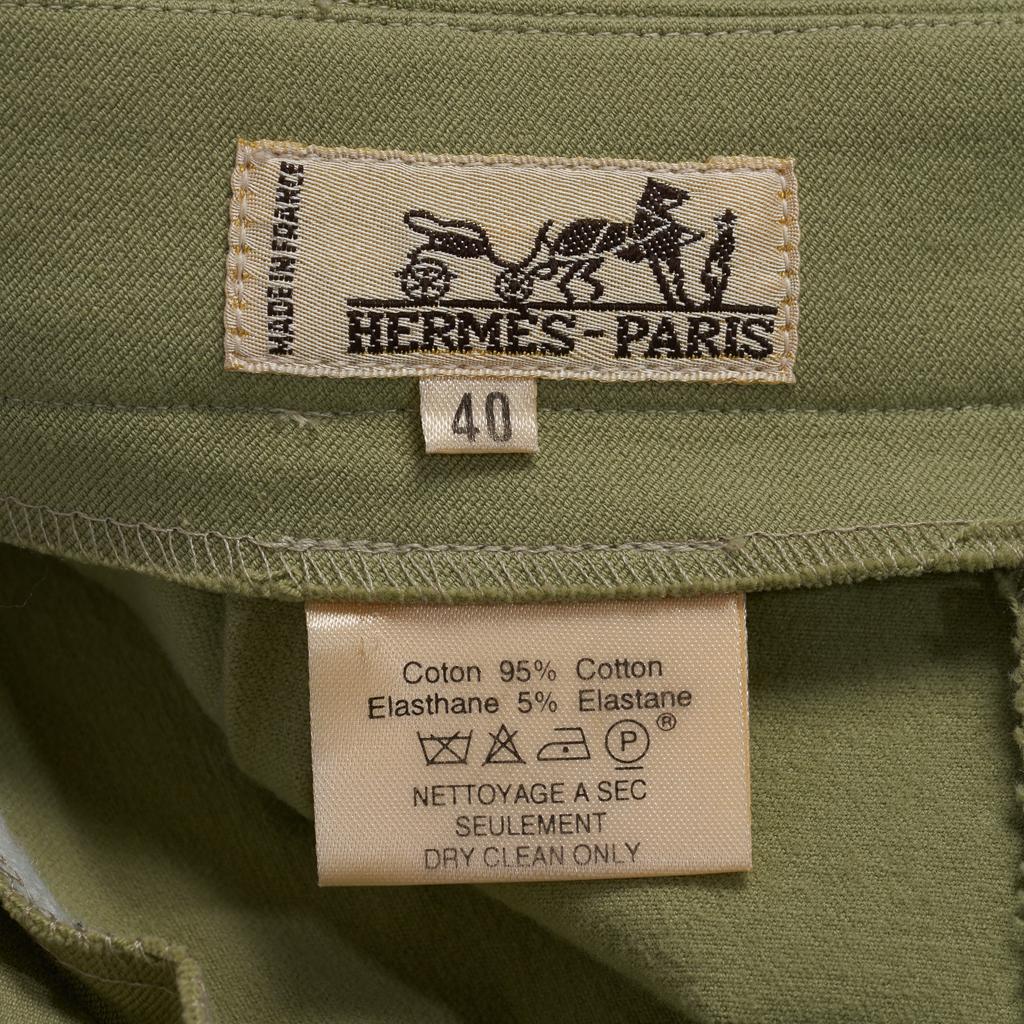 Hermes Vintage Riding Pant 5 Clou de Selle Ankle Snaps Celadon 40 / 6  1