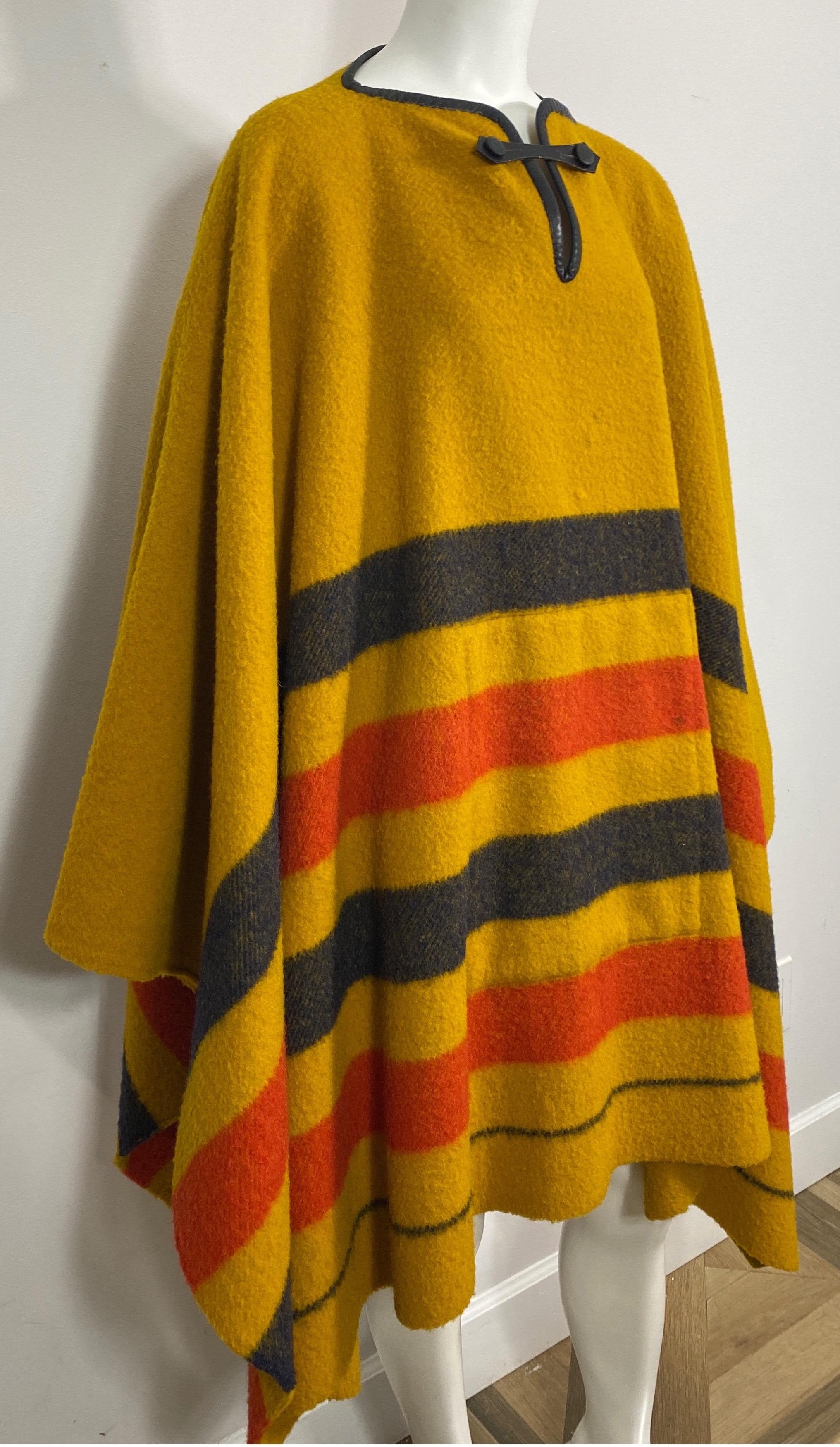 Women's or Men's Hermes Vintage Rocabar Wool Large Poncho