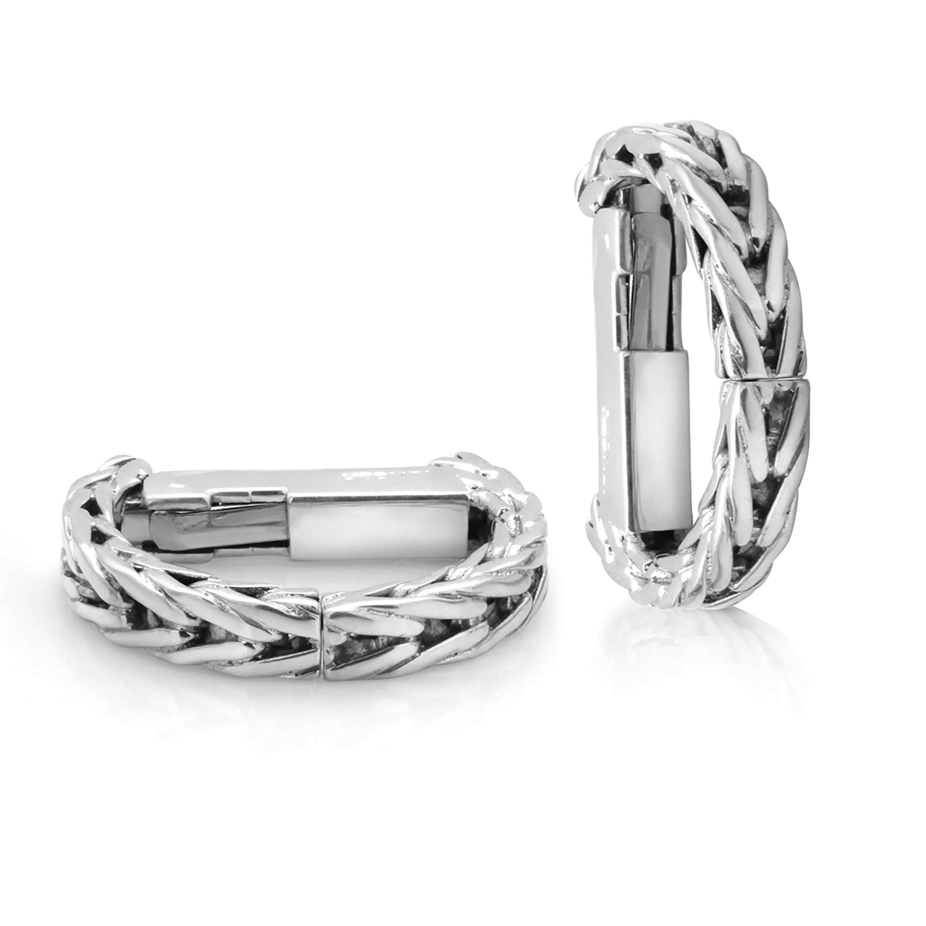Hermes Vintage Rope Twisted Hoop Style Silver Hinged 0.15 Inch Rare Cufflinks For Sale 1