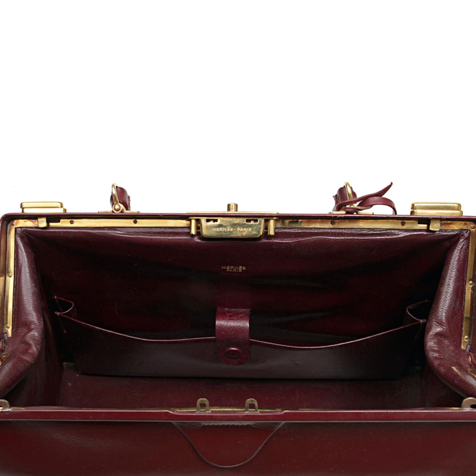 Hermes Vintage Rouge Box Calf Jewelry Travel Case 5