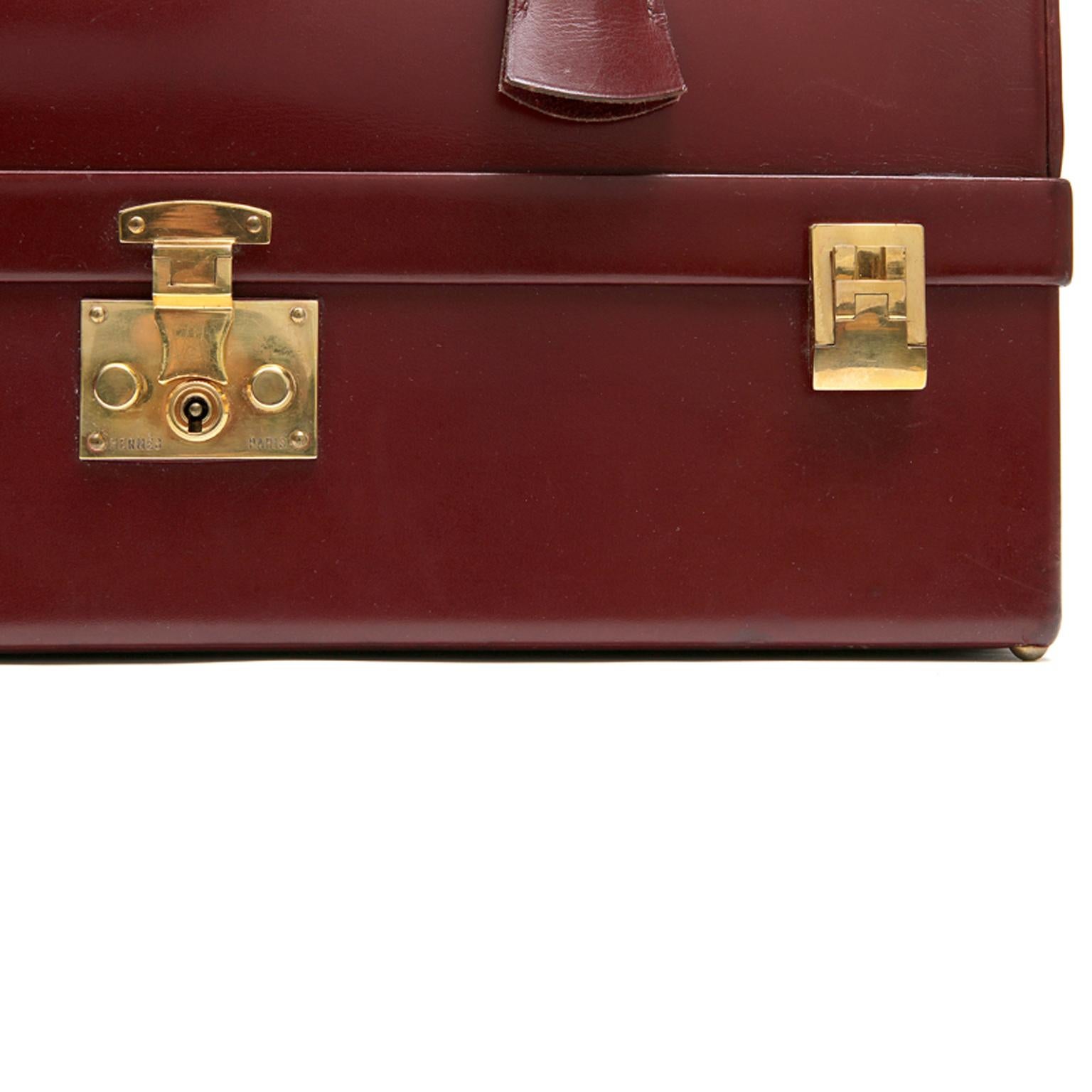 Hermes Vintage Rouge Box Calf Jewelry Travel Case In Excellent Condition In Palm Beach, FL