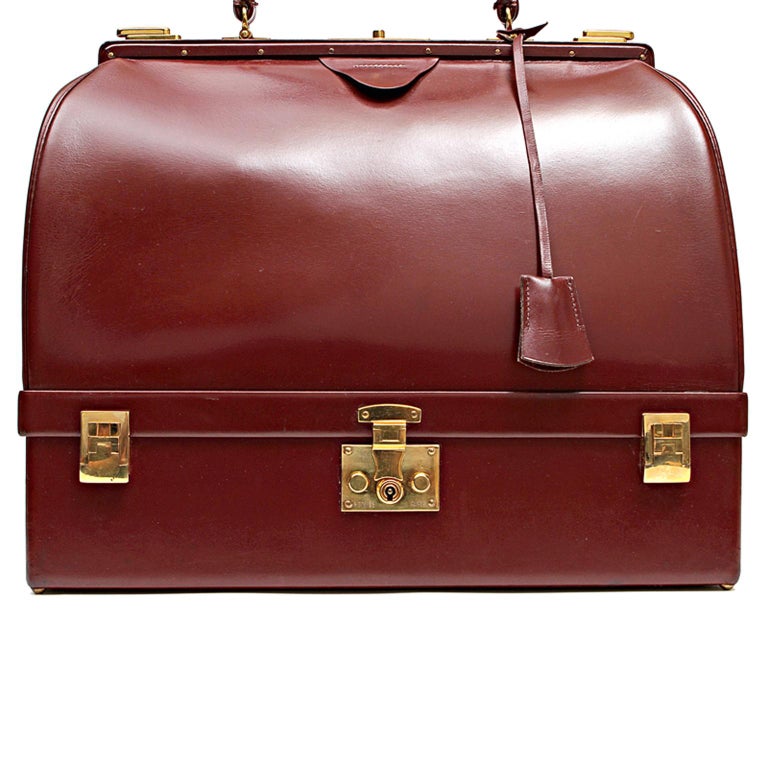 Hermes Vintage Rouge Box Calf Jewelry Travel Case at 1stDibs