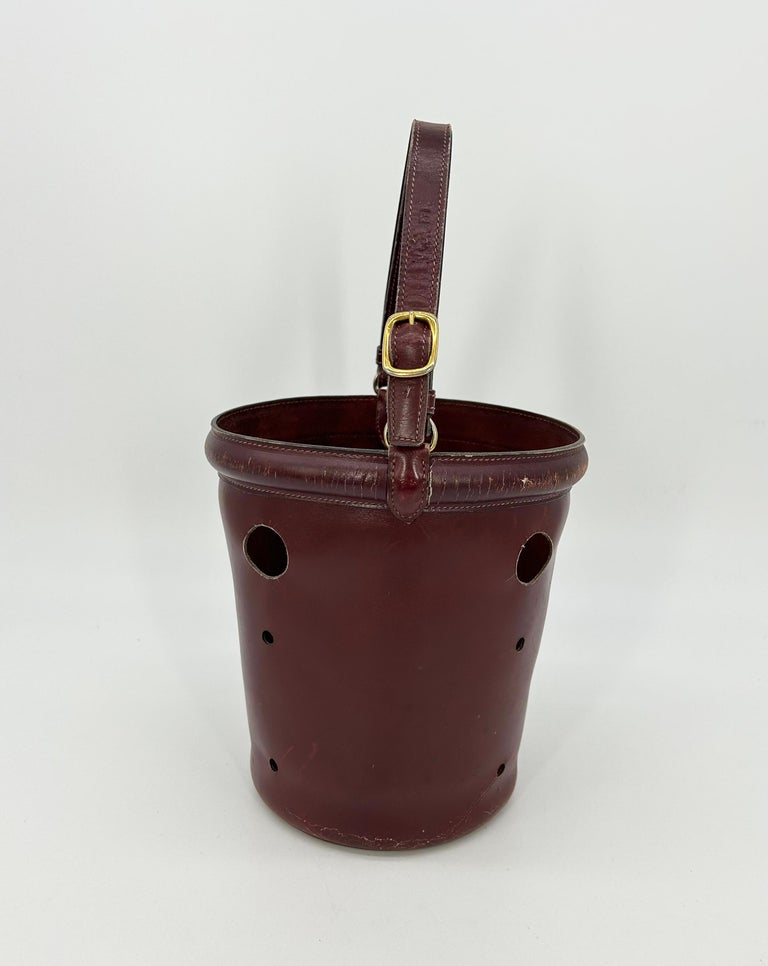 Hermes Vintage Rouge Box Calf Leather Mangeoire Bucket Bag with