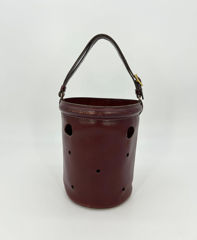 Hermes Vintage Rouge Box Calf Leather Mangeoire Bucket Bag with