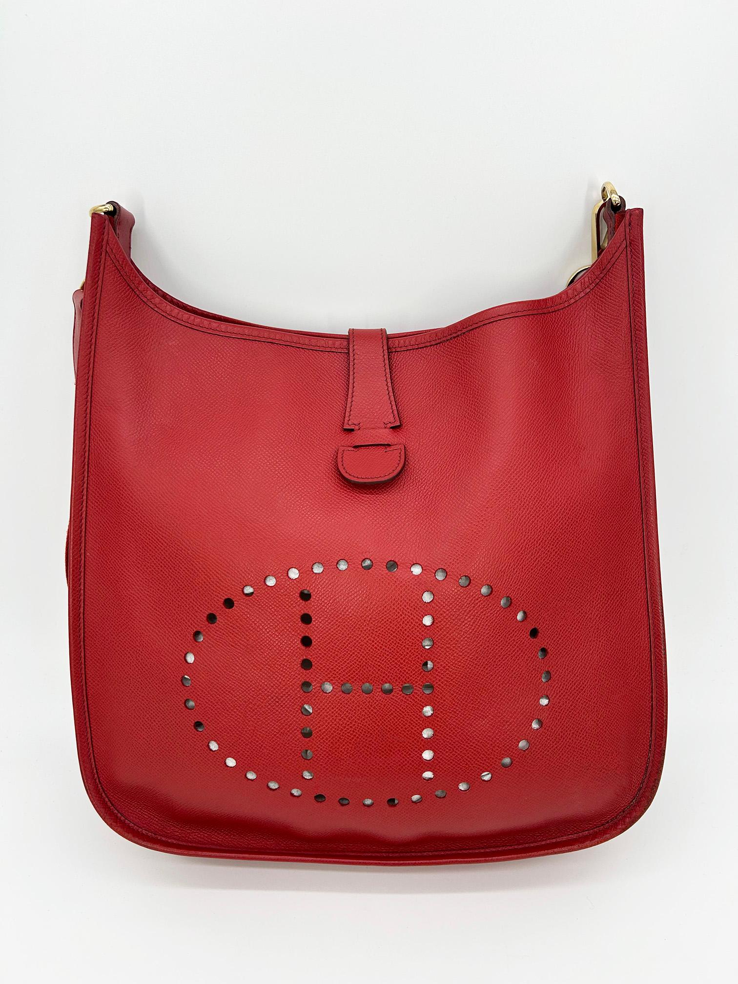 Red Hermes Vintage Rouge Epsom Evelyne GM III 29