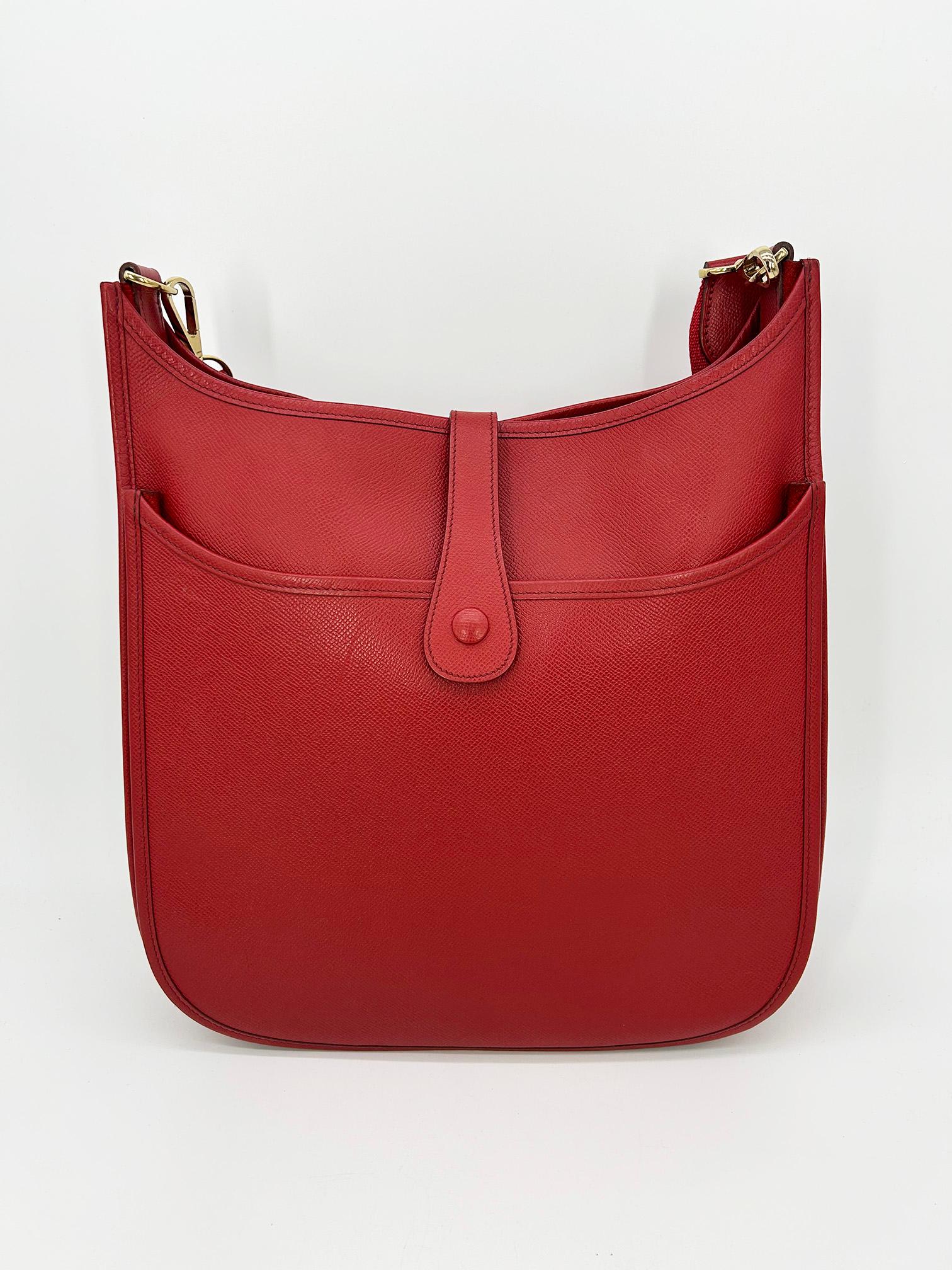 Women's Hermes Vintage Rouge Epsom Evelyne GM III 29