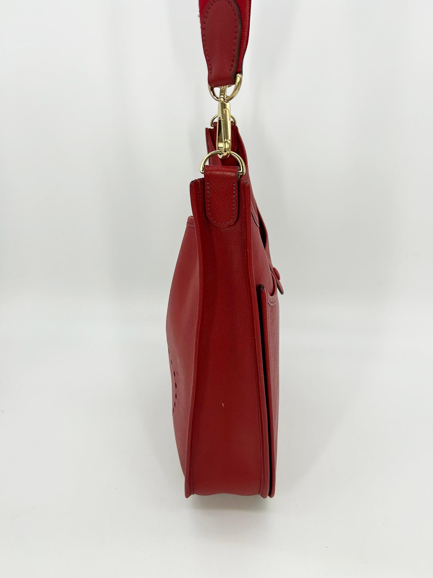 Hermes Vintage Rouge Epsom Evelyne GM III 29 1