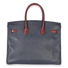 Hermès Vintage Rouge H Bleu Marine Courchevel Birkin 35 GHW