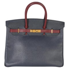 Hermès Vintage Rouge H Bleu Marine Courchevel Birkin 35 GHW