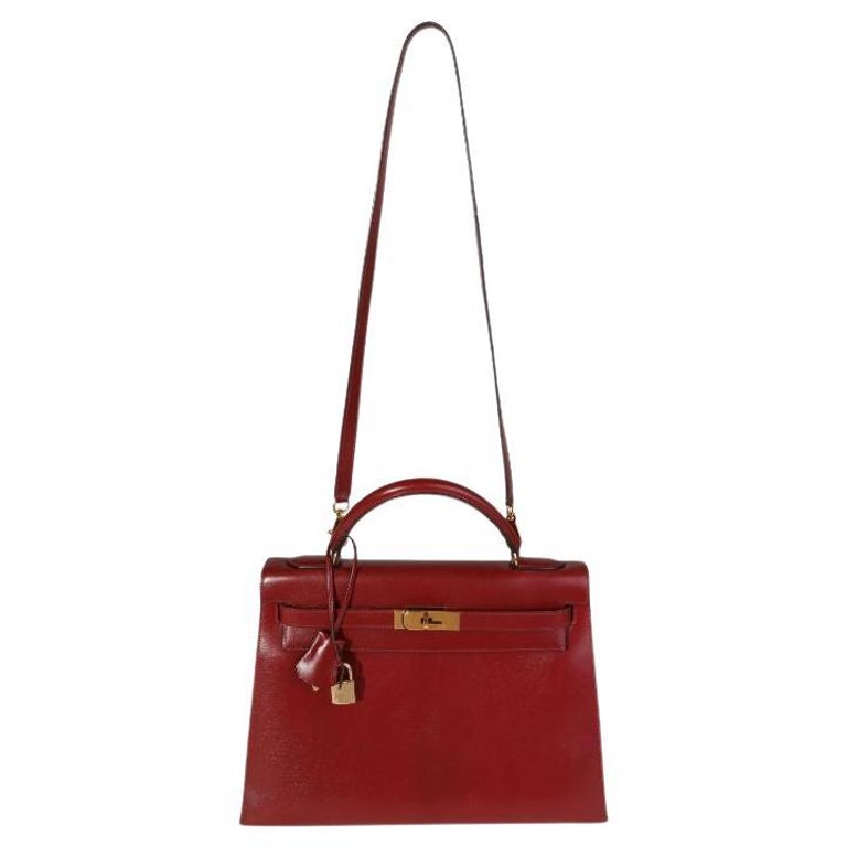 Hermes Ghw Vintage Kelly 32 Hand Bag Leather Red Auction