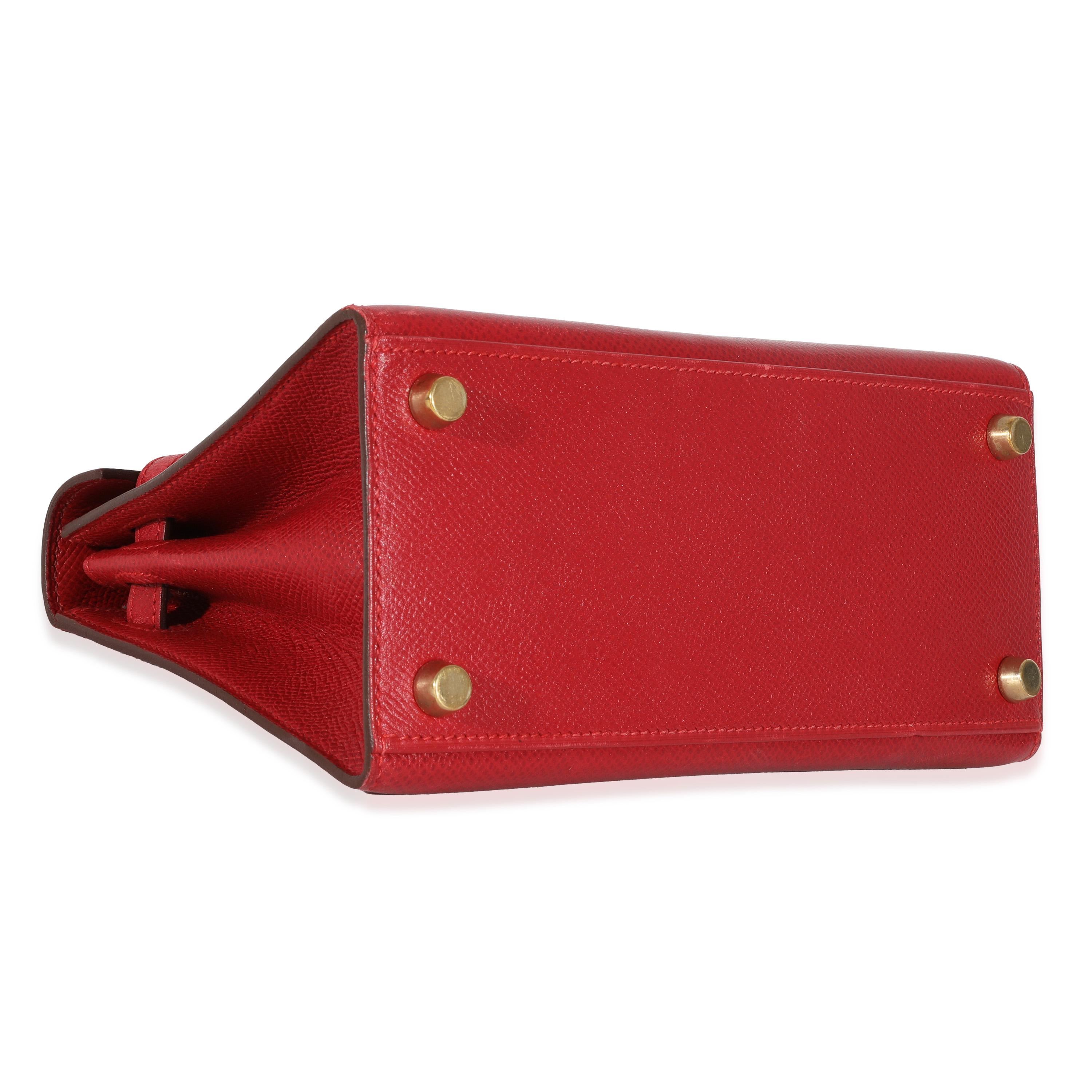 Hermes Vintage Rouge Vif Courchevel Mini Sellier Shoulder Kelly 20 GHW 2
