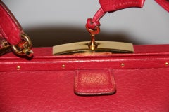 Hermès Vintage Sac Mallette Red Leather Doctor Bag with Gold Plated Accents