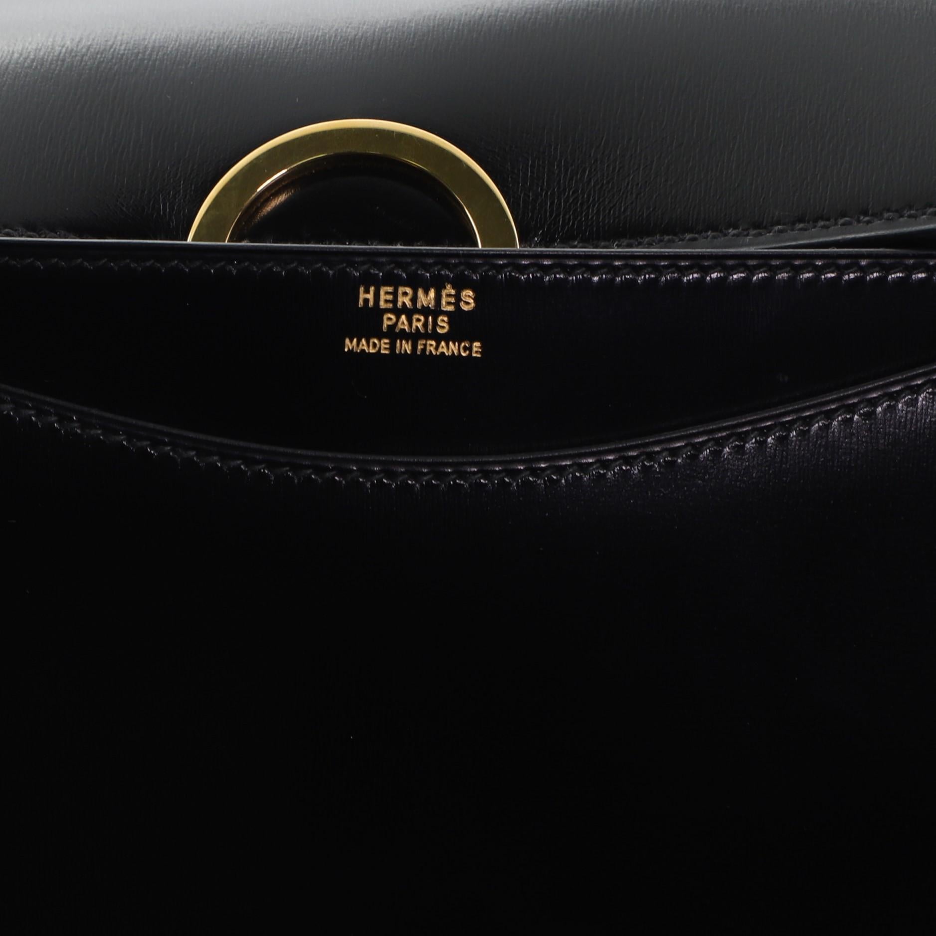 Women's or Men's Hermes Vintage Sac Ring Shoulder Bag Box Calf