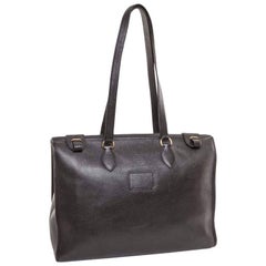 HERMES Vintage Satchel Bag in Black Grained Leather