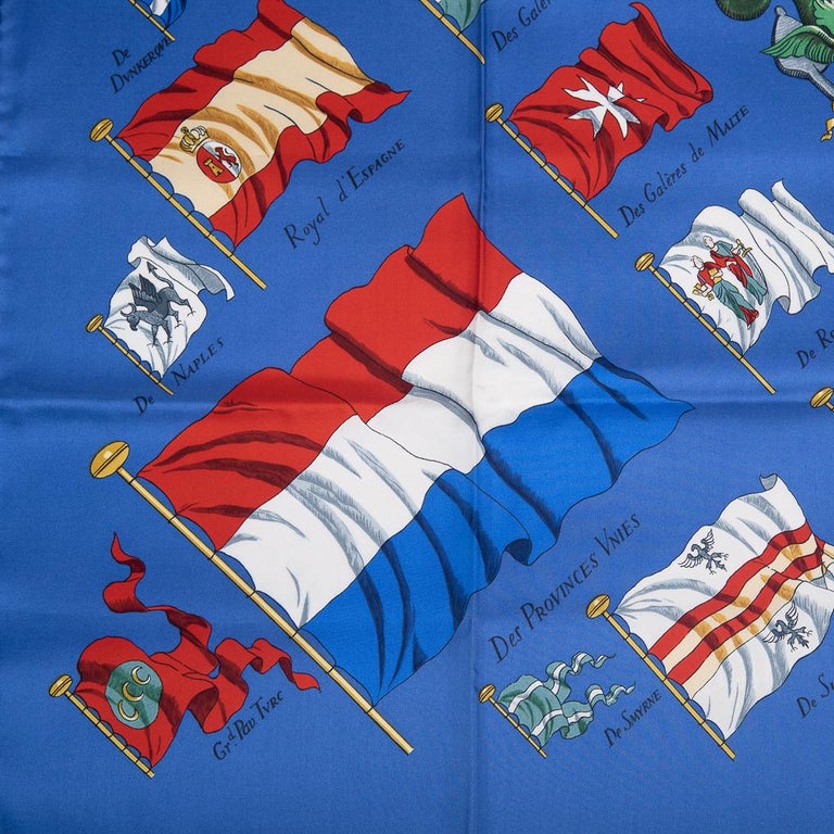 Hermes Vintage Scarf Pavois French Blue / Red /White Silk by Philippe ...