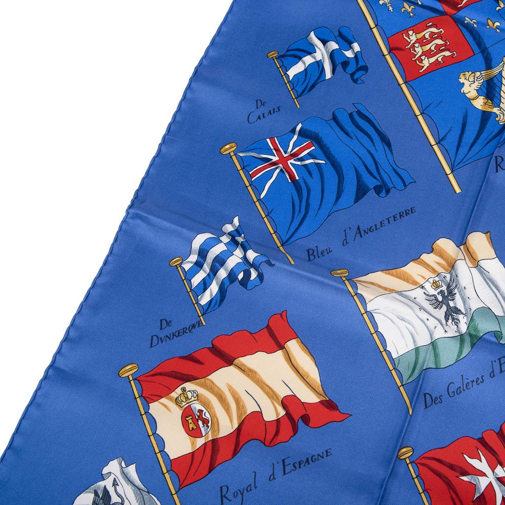 Hermes Vintage Scarf  Pavois French Blue / Red /White Silk by Philippe Ladoux In Good Condition In Miami, FL