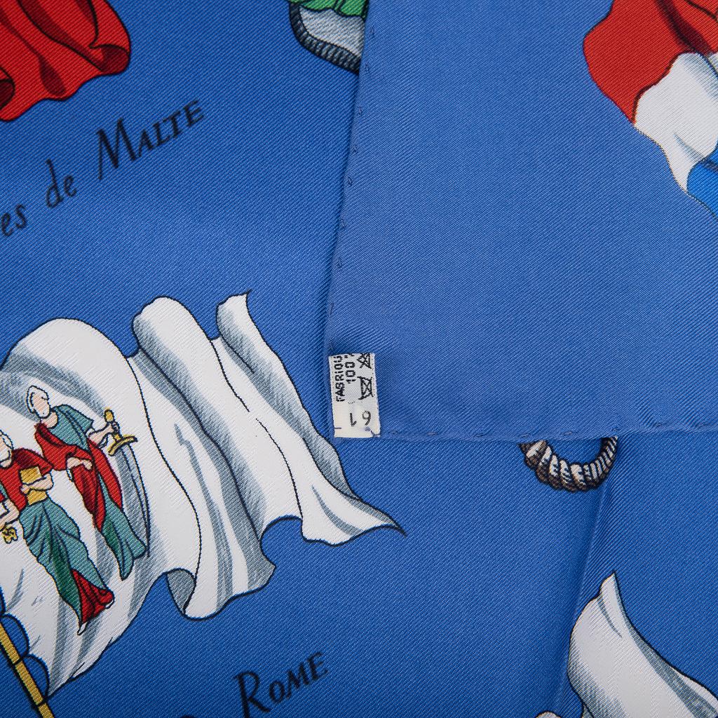 Hermes Vintage Scarf  Pavois French Blue / Red /White Silk by Philippe Ladoux 1
