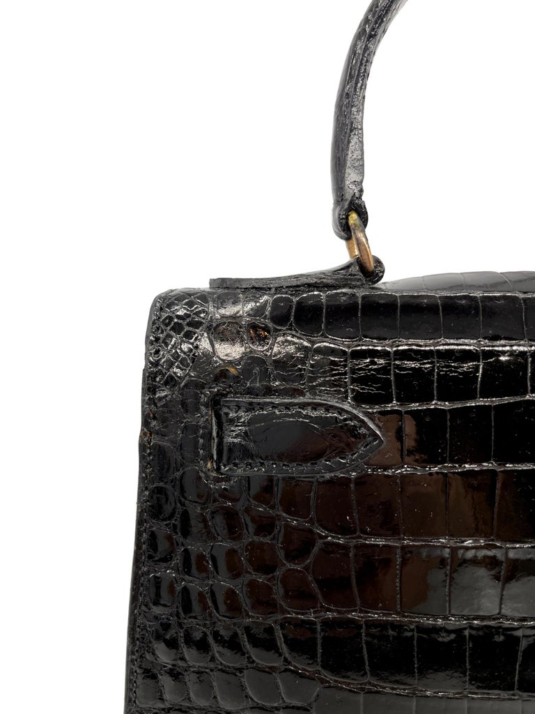 Hermès Kelly Cut Noir (Black) Crocodile Porosus Lisse Gold Hardware GH —  The French Hunter