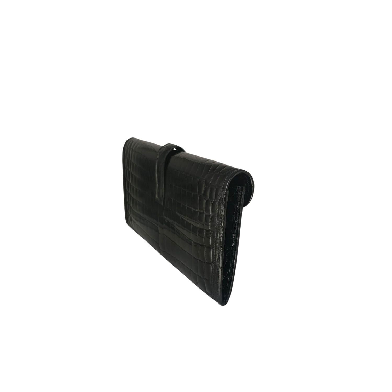 Hermès Vintage Glänzend Niloticus Krokodil Jige Elan 29 Clutch Damen im Angebot