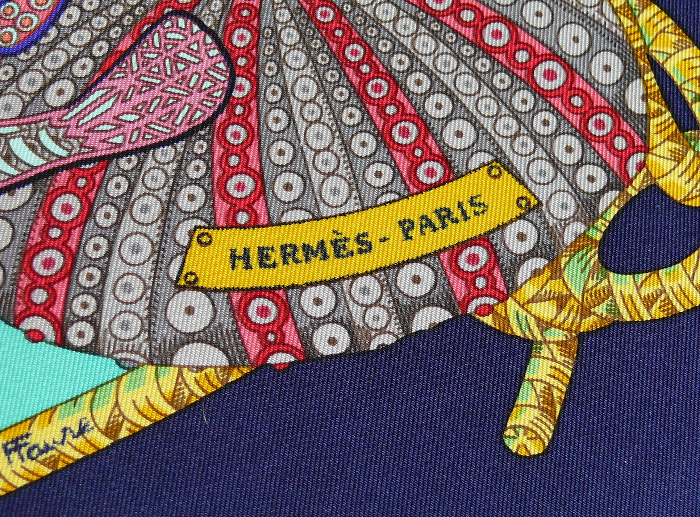Hermes Vintage Silk Carre Scarf Grands Fonds by Annie Faivre 1992 For Sale 2