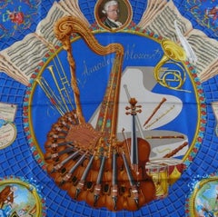 HERMES Vintage Silk Carre Scarf Hommage à Mozart by Julie Abadie