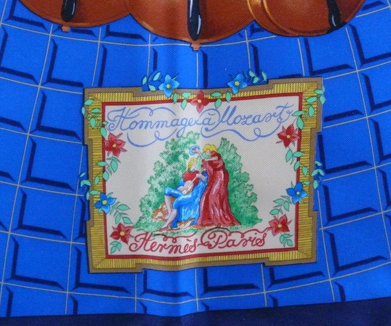 HERMES Vintage Silk Carre Scarf Hommage à Mozart by Julie Abadie
