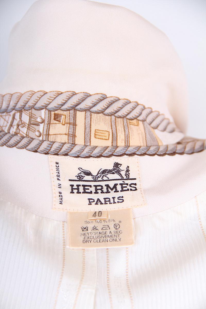 Hermes vintage silk jacket For Sale 4