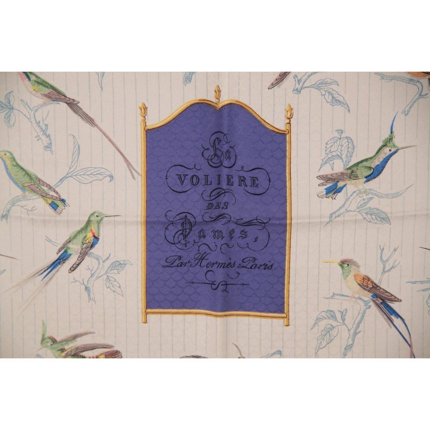 HERMES Vintage SILK JACQUARD SCARF Voliere Des Dames 1958 Grygkar In Good Condition In Rome, Rome