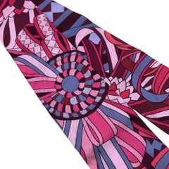 Hermes Vintage Silk Pink Old Tag Flower Ribbon Pattern Twilly Scarf