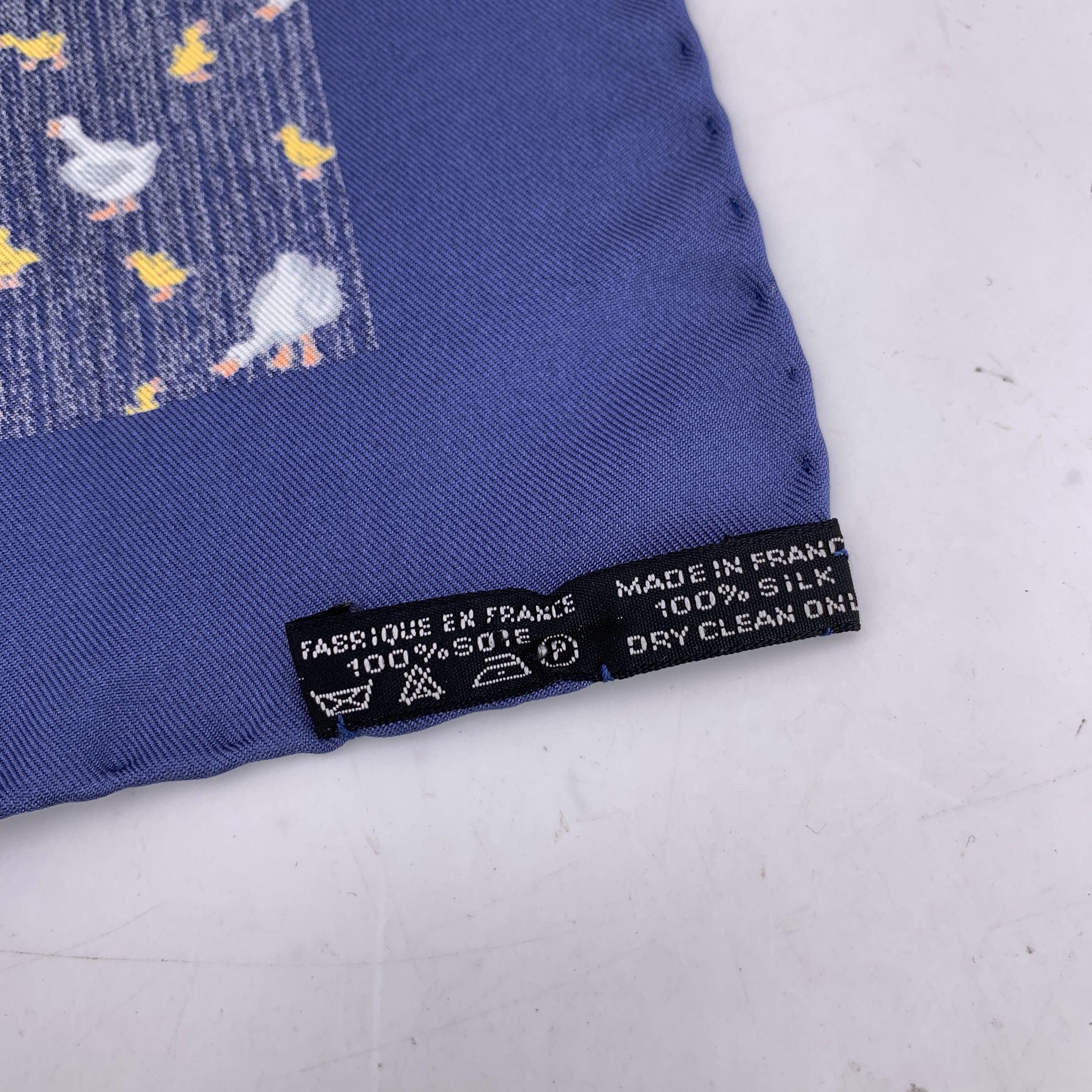da uomo o donna Hermes Vintage Silk Pocket Square o sciarpa da collo Duck and Duckling in vendita