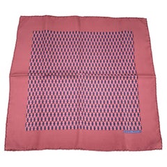 Hermes Vintage Silk Pocket Square o sciarpa da collo con stampa di nodi rosa
