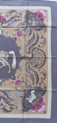 Hermès Vintage Silk Sarf Cheval Turc Vauzelles Lovely and Rare Colorways 90 cm