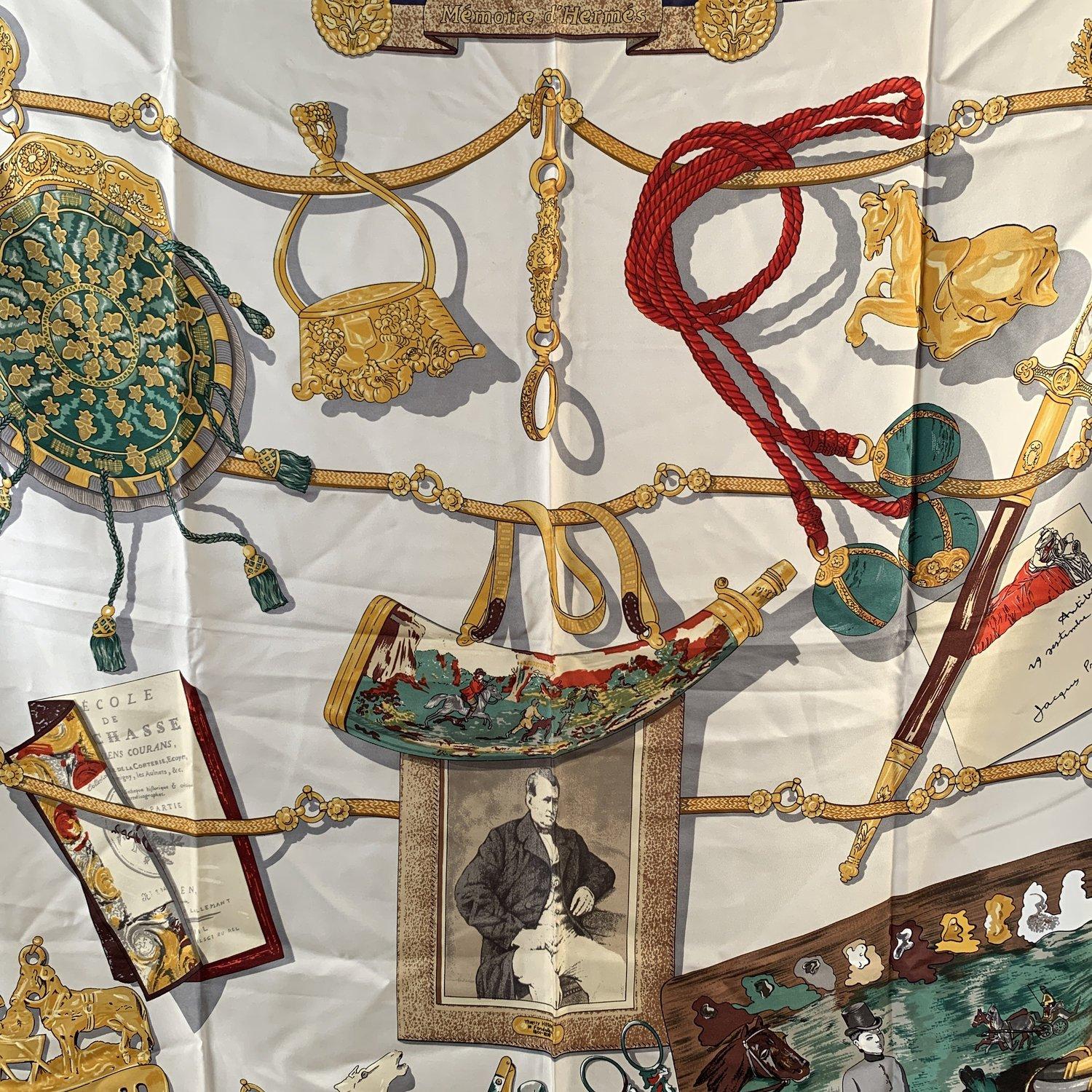 Brown Hermes Vintage Silk Scarf 1992 Memoires D'Hermes Cathy Latham