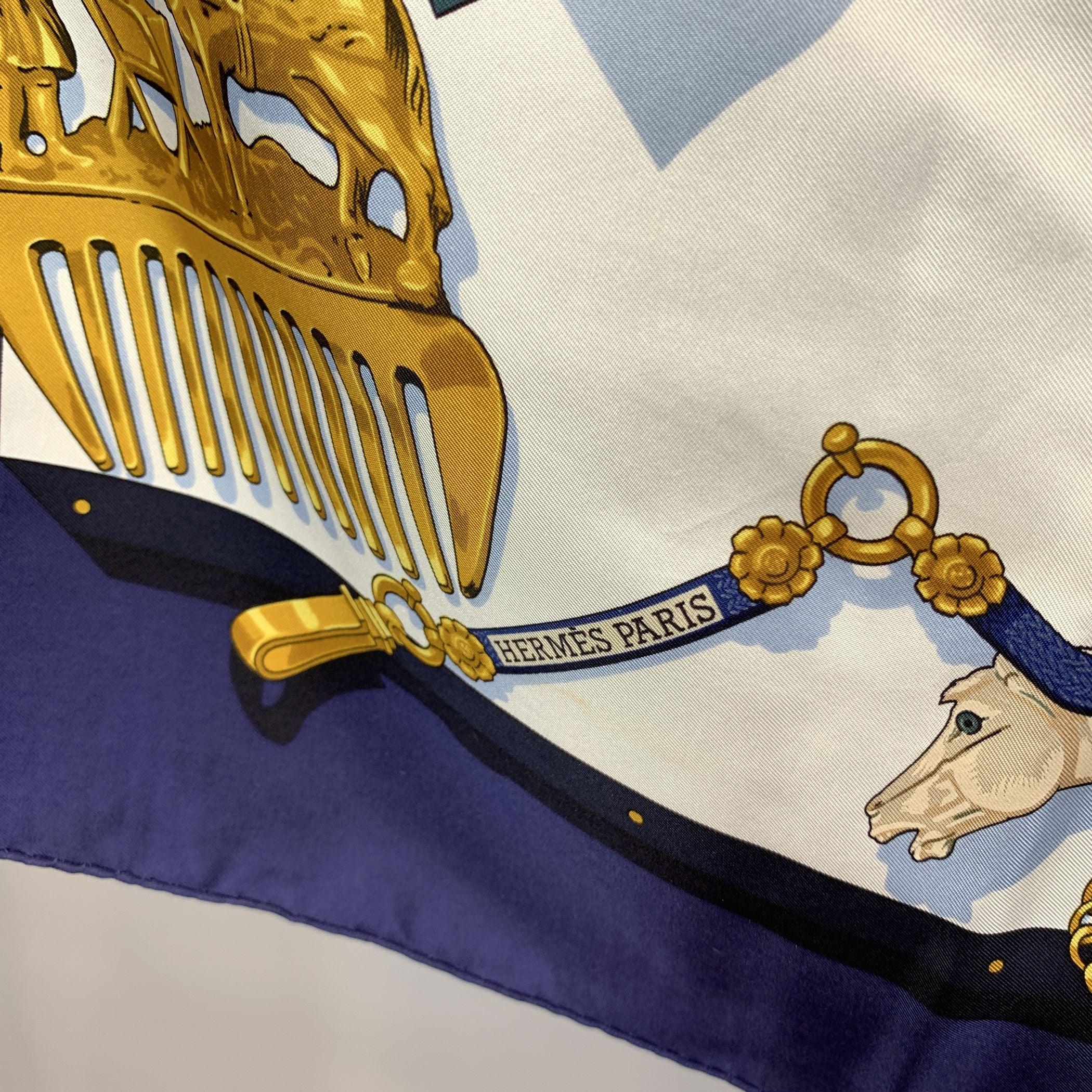 Hermes Vintage Silk Scarf 1992 Memoires D'Hermes Latham Blue 2