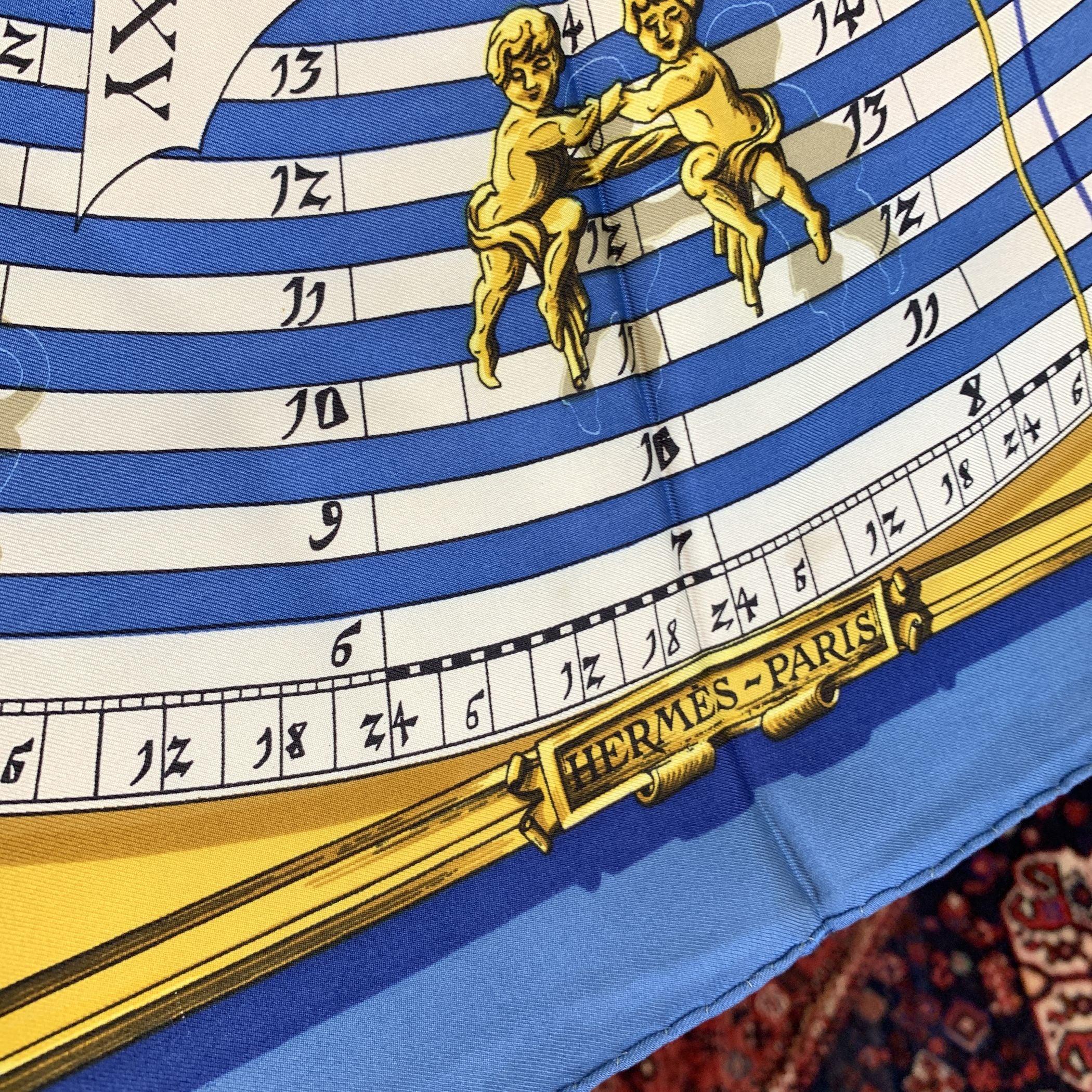 Gray Hermes Vintage Silk Scarf Astrologie Dies et Hore 1963 Faconnet For Sale