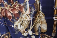 Hermes Vintage Silk Scarf “Attelage en Arbalete" by Philippe Ledoux,